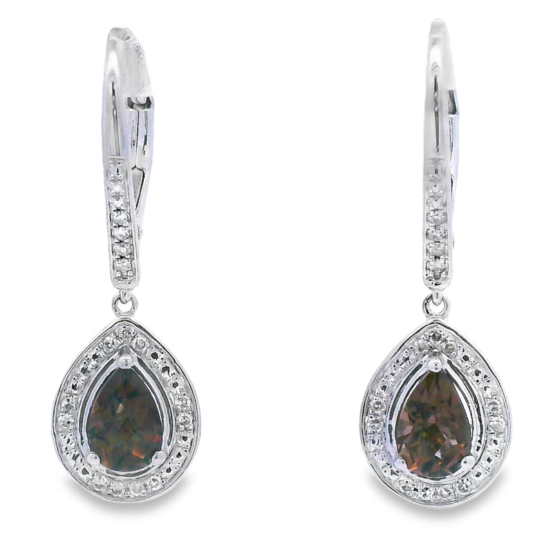 Bids.com .87ct Quartz Diamond Dangle Earrings 10KT White Gold Earrings White Smoke Default Title