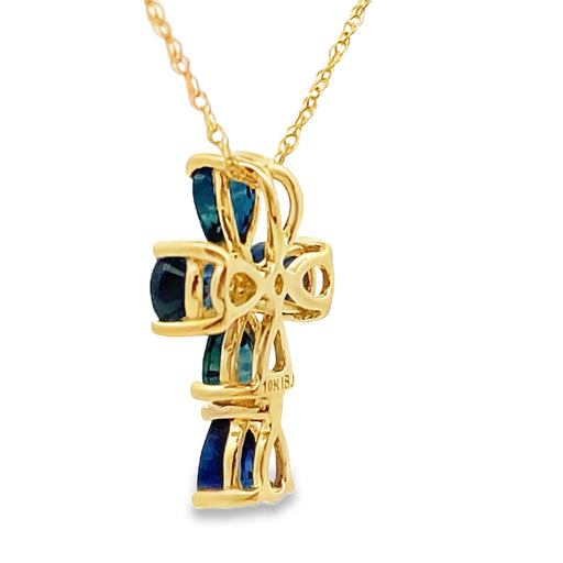 Bids.com .82ct Sapphire Cross Religious Pendant 10KT Yellow Gold Pendants White Smoke 18