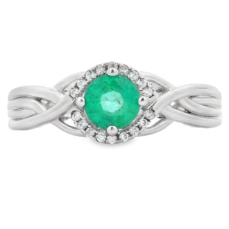Bids.com .58ct Emerald Zircon Ring Sterling Silver Rings White Smoke 7.0