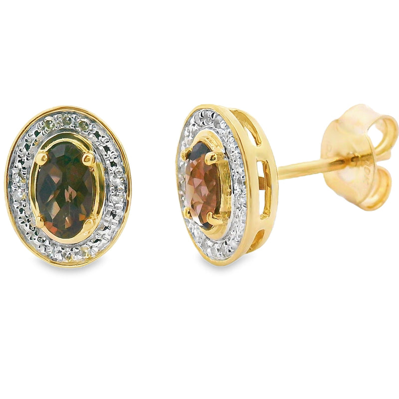Bids.com .45ct Quartz Diamond Earrings 10KT Yellow Gold Earrings White Smoke Default Title