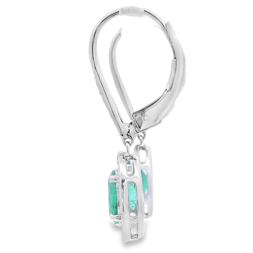 Bids.com .90ct Emerald Diamond Dangle Earrings 10KT White Gold Earrings White Smoke