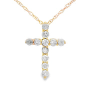 Bids.com .19ct Diamond Cross Religious Pendant 14KT Yellow Gold Pendants White Smoke 18