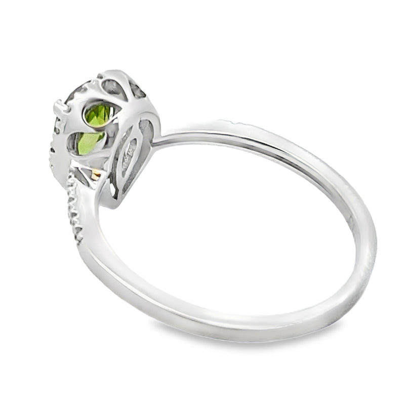 Bids.com 1.10ct Peridot Diamond Ring 14KT White Gold Rings White Smoke 7