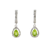 Bids.com .88ct Peridot Diamond Dangle Earrings 14KT White Gold Earrings White Smoke Default Title