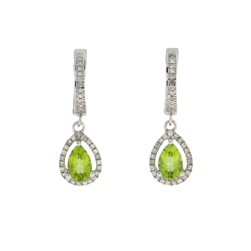 Bids.com .88ct Peridot Diamond Dangle Earrings 14KT White Gold Earrings White Smoke Default Title