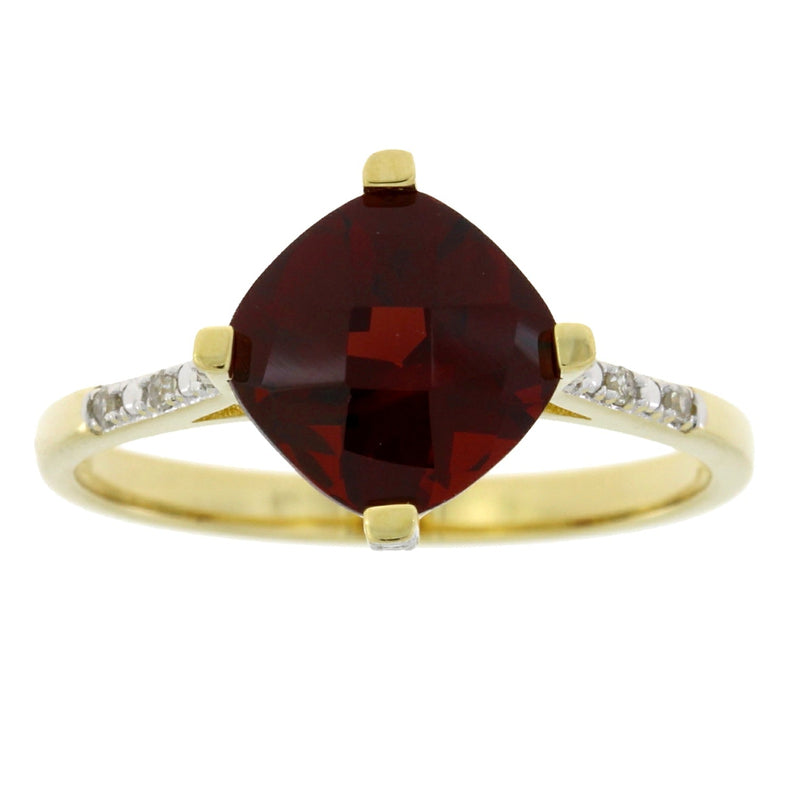 Bids.com 1.25ct Garnet Diamond Ring 10KT Yellow Gold Rings White Smoke 7.0