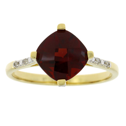 Bids.com 1.25ct Garnet Diamond Ring 10KT Yellow Gold Rings White Smoke 7.0
