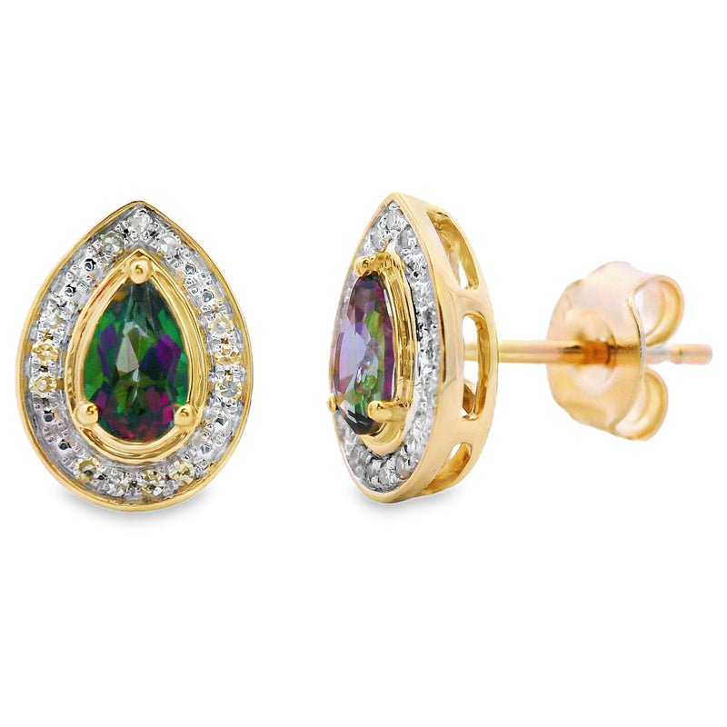 Bids.com .64ct Mystic Fire Topaz Stud Earrings 10KT Yellow Gold Earrings White Smoke Default Title