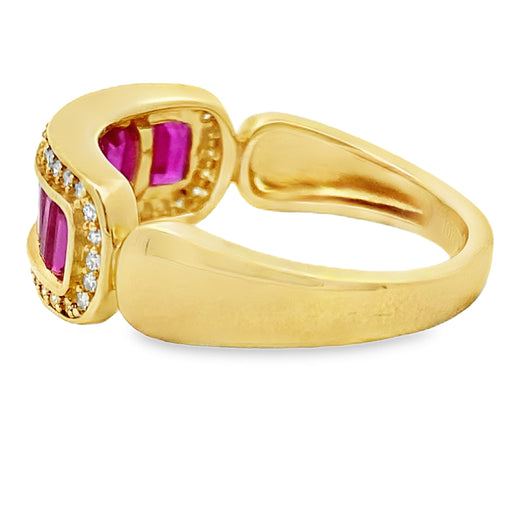 Bids.com 1.10ct Ruby Diamond Ring 10KT Yellow Gold Rings White Smoke 7.0
