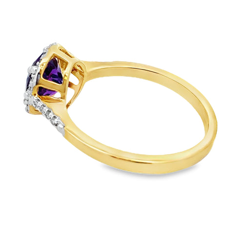 Bids.com 1.35ct Amethyst Diamond Ring 10KT Yellow Gold Rings White Smoke 7.0