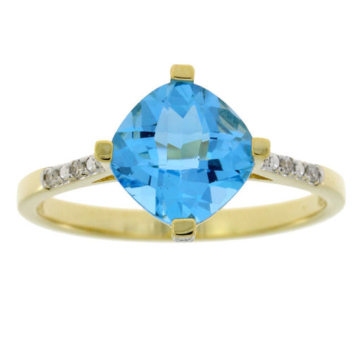Bids.com 1.20ct Blue Topaz Diamond Ring 10KT Yellow Gold Rings White Smoke 7.0