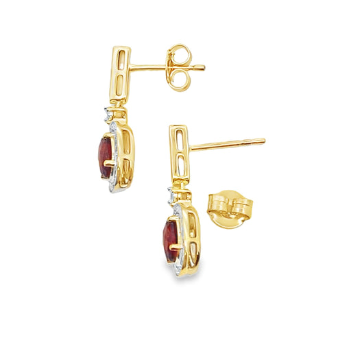 Bids.com 1.20ct Garnet Diamond Dangle Earrings 10KT Yellow Gold Earrings White Smoke