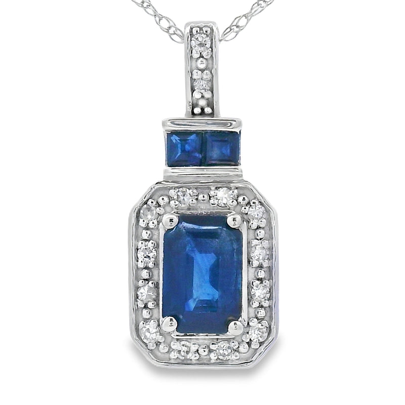 Bids.com .84ct Sapphire Diamond Fashion Pendants 14KT White Gold Pendants White Smoke 18