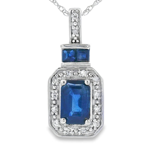 Bids.com .84ct Sapphire Diamond Fashion Pendants 14KT White Gold Pendants White Smoke 18