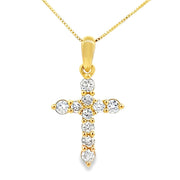 Bids.com .23ct Diamond Cross Religious Pendant 14KT Yellow Gold Pendants White Smoke 18