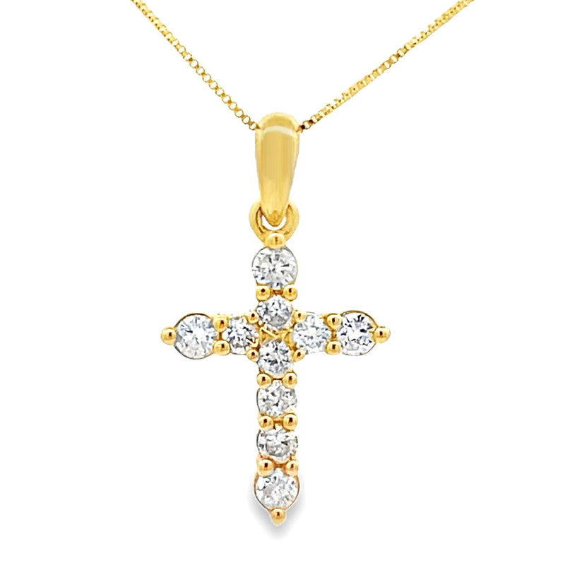 Bids.com .23ct Diamond Cross Religious Pendant 14KT Yellow Gold Pendants White Smoke 18