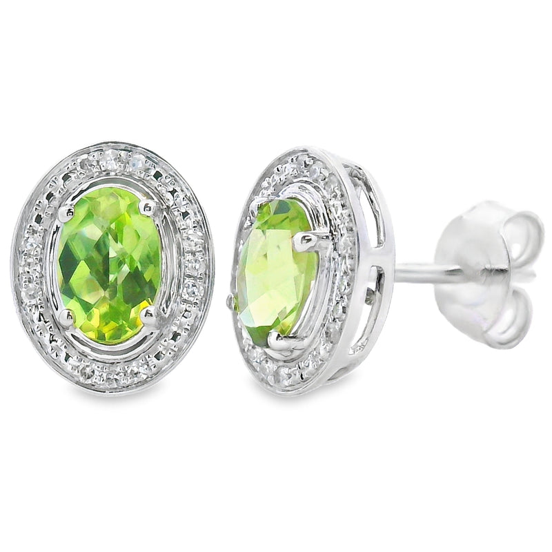 Bids.com 1.18ct Peridot Diamond Earrings 10KT White Gold Earrings White Smoke Default Title