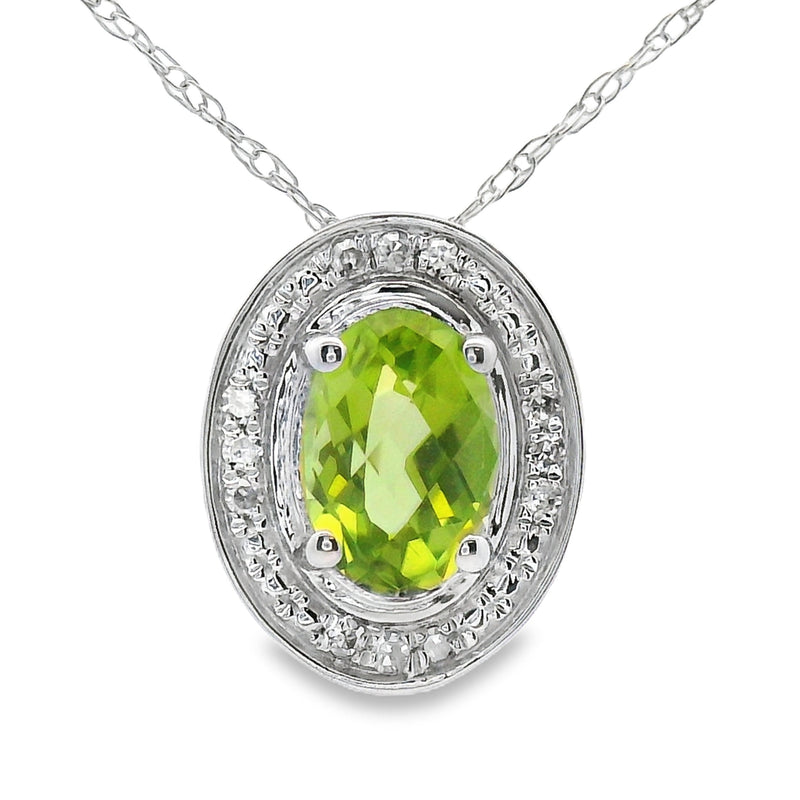 Bids.com .52ct Peridot Diamond Fashion Pendants 10KT White Gold Pendants White Smoke 18