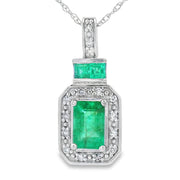 Bids.com .64ct Emerald Diamond Fashion Pendants 14KT White Gold Pendants White Smoke 18