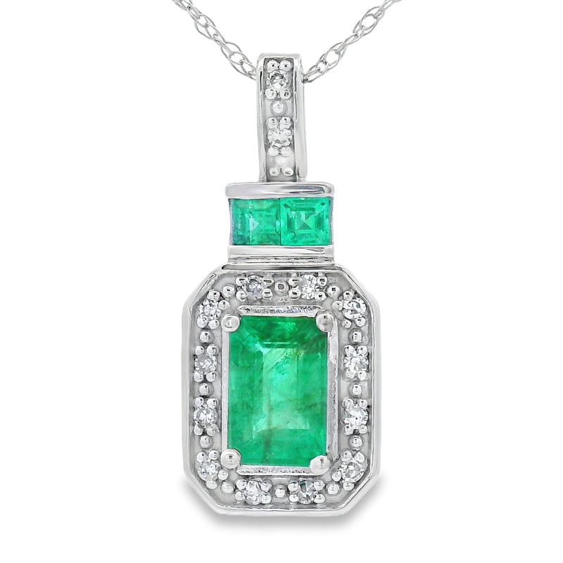 Bids.com .64ct Emerald Diamond Fashion Pendants 14KT White Gold Pendants White Smoke 18