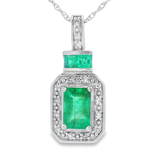 Bids.com .64ct Emerald Diamond Fashion Pendants 14KT White Gold Pendants White Smoke 18