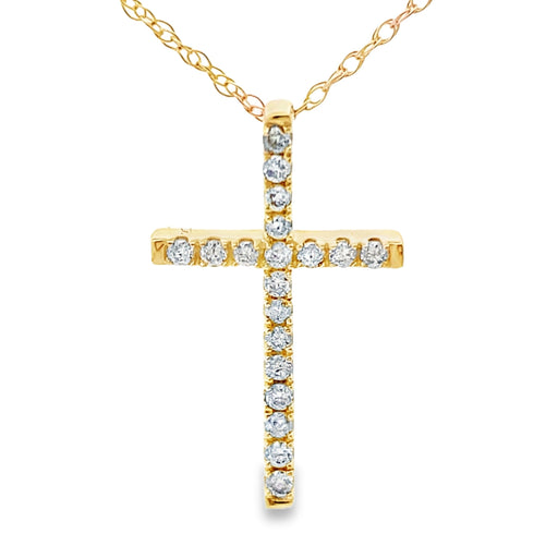 Bids.com .13ct Diamond Cross Religious Pendant 14KT Yellow Gold Pendants White Smoke 18