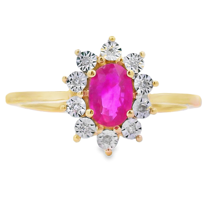 Bids.com .63ct Ruby Diamond Ring 10KT Yellow Gold Rings White Smoke 7.0