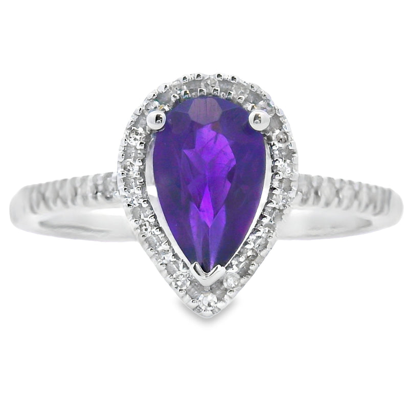 Bids.com .98ct Amethyst Diamond Ring 14KT White Gold Rings White Smoke 7