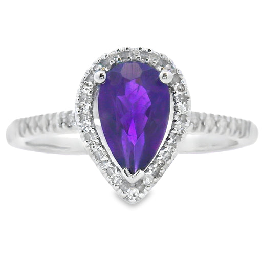 Bids.com .98ct Amethyst Diamond Ring 14KT White Gold Rings White Smoke 7