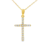Bids.com .19ct Diamond Cross Religious Pendant 14KT Yellow Gold Pendants White Smoke 18