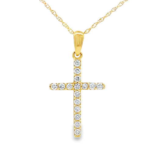 Bids.com .19ct Diamond Cross Religious Pendant 14KT Yellow Gold Pendants White Smoke 18