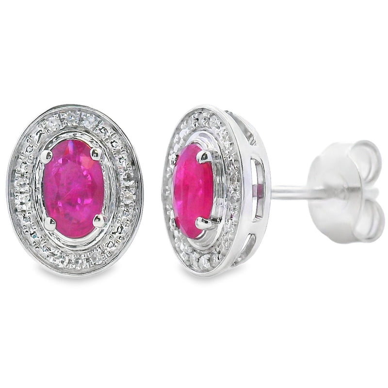 Bids.com .73ct Ruby Diamond Earrings 10KT White Gold Earrings White Smoke Default Title
