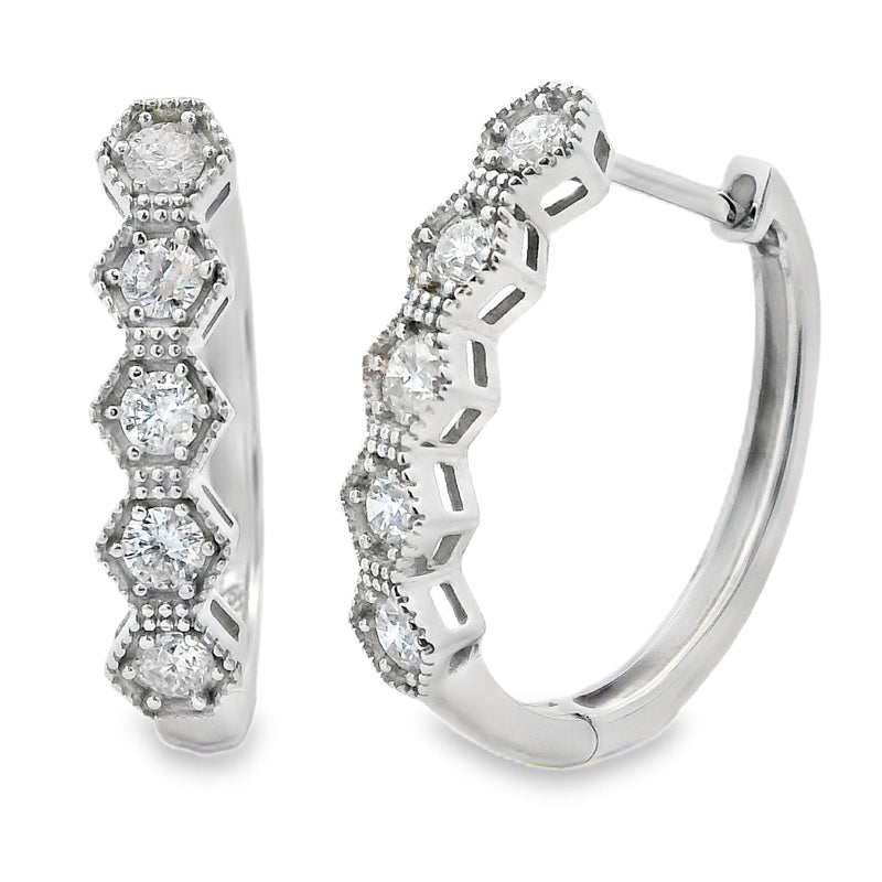 Bids.com .50ct Diamond Hoop Earrings 14KT White Gold Earrings White Smoke Default Title