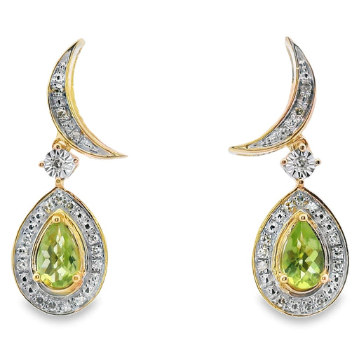 Bids.com .52ct Peridot Diamond Dangle Earrings 10KT Yellow Gold Earrings White Smoke Default Title
