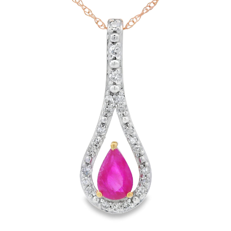 Bids.com .48ct Ruby Diamond Fashion Pendants 10KT Yellow Gold Pendants White Smoke 18