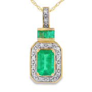 Bids.com .64ct Emerald Diamond Fashion Pendants 14KT Yellow Gold Pendants White Smoke 18