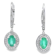 Bids.com .90ct Emerald Diamond Dangle Earrings 10KT White Gold Earrings White Smoke Default Title
