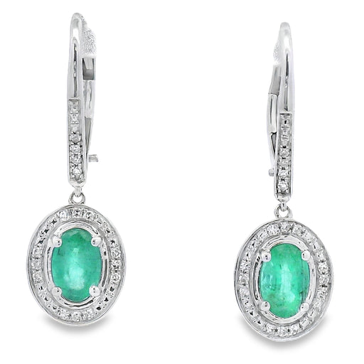 Bids.com .90ct Emerald Diamond Dangle Earrings 10KT White Gold Earrings White Smoke Default Title