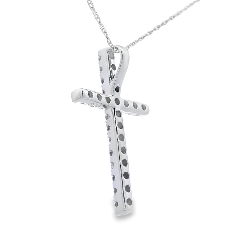 Bids.com .33ct Diamond Cross Religious Pendant 14KT White Gold Pendants White Smoke 18