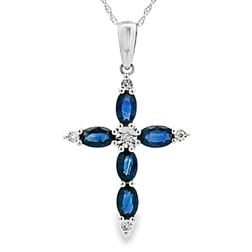 Bids.com 1.08ct Sapphire Cross Religious Pendant 10KT White Gold Pendants White Smoke 18