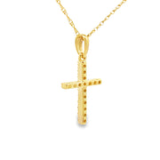 Bids.com .10ct Diamond Cross Religious Pendant 14KT Yellow Gold Pendants White Smoke 18