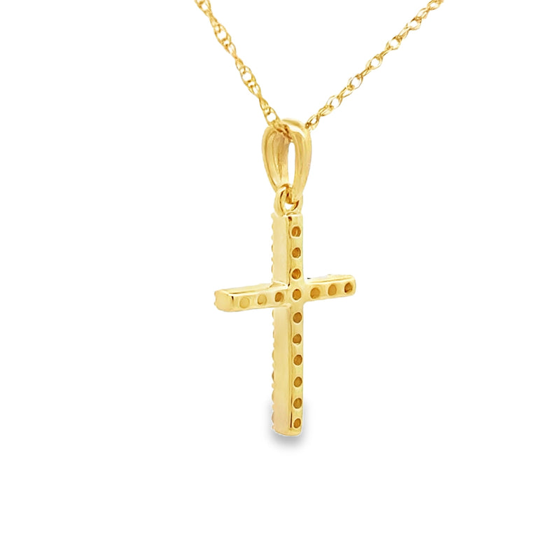 Bids.com .10ct Diamond Cross Religious Pendant 14KT Yellow Gold Pendants White Smoke 18