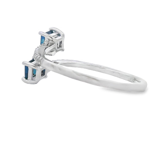 Bids.com .61ct Sapphire Diamond Ring 14KT White Gold Rings White Smoke 7