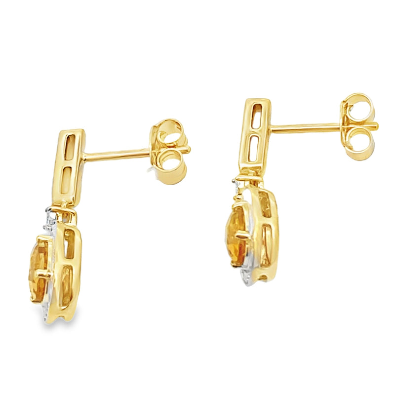 Bids.com 1.06ct Citrine Diamond Dangle Earrings 10KT Yellow Gold Earrings White Smoke