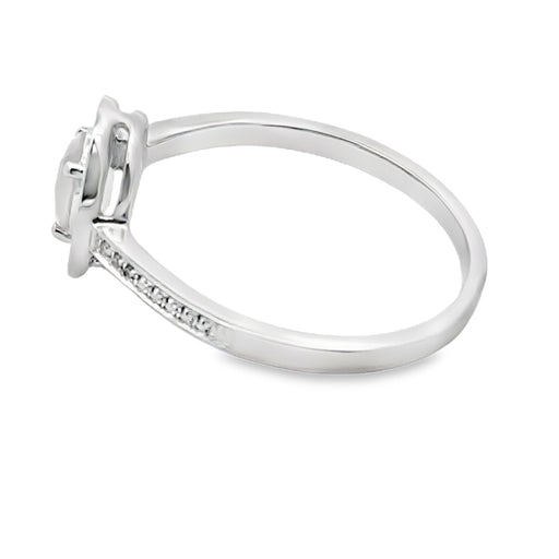 Bids.com .44ct Rose Quartz Diamond Ring 10KT White Gold Rings White Smoke 7.0