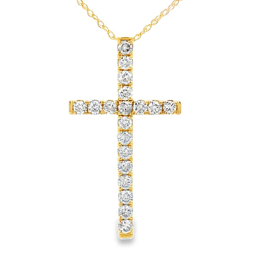 Bids.com .50ct Diamond Cross Religious Pendant 14KT Yellow Gold Pendants White Smoke 18