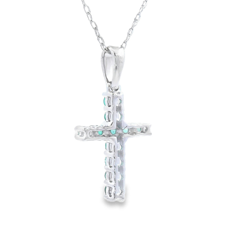Bids.com .20ct Emerald Cross Religious Pendant 14KT White Gold Pendants White Smoke 18