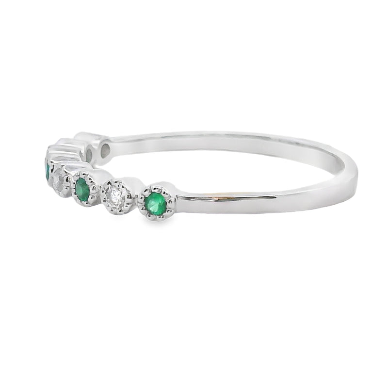 Bids.com Emerald Diamond stackable band set 14KT White Gold Rings White Smoke 7