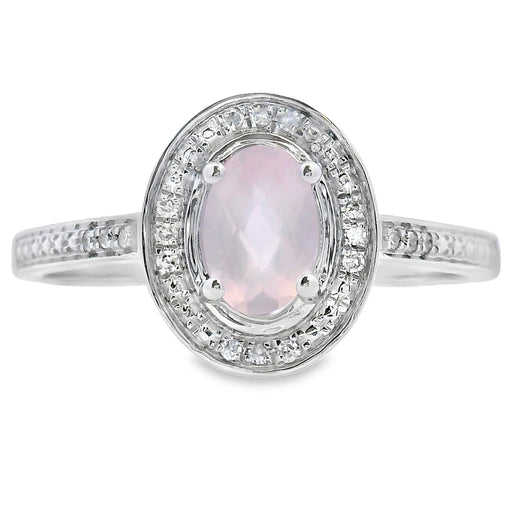 Bids.com .44ct Rose Quartz Diamond Ring 10KT White Gold Rings White Smoke 7.0