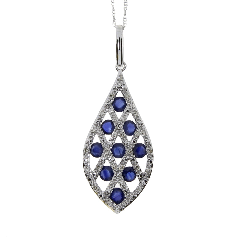 Bids.com .58ct Sapphire Diamond Fashion Pendants 14KT White Gold Pendants White Smoke 18